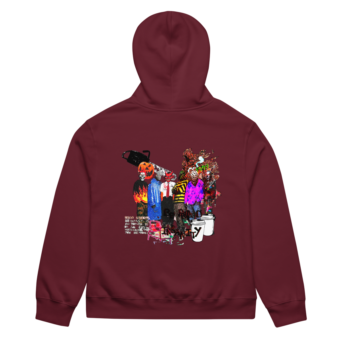 RICH NONSENSE HOODIE UNISEX DANCE OF THE DREAM MAN BACK MAROON